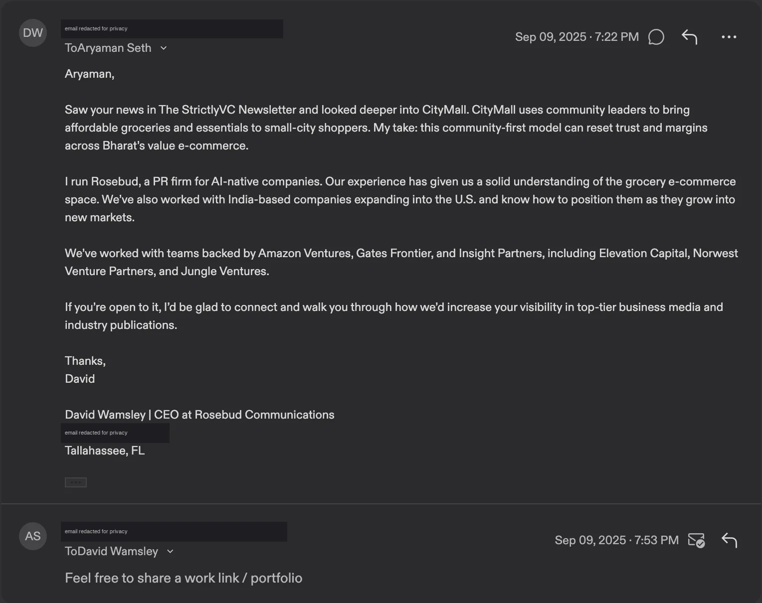 E-Commerce Brand reply