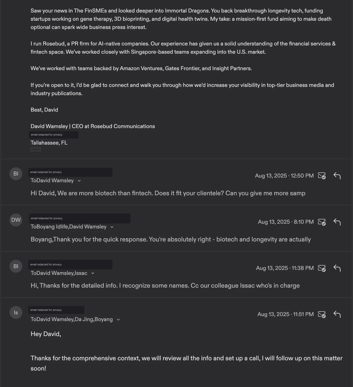 Longevity Biotech reply