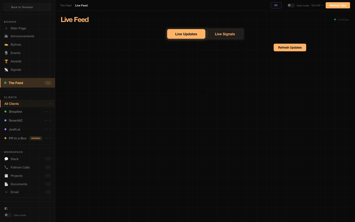 The Feed dashboard